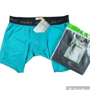Jockey Sport midway brief & crew neck t-shirt bundle turquoise/ black NWT Large